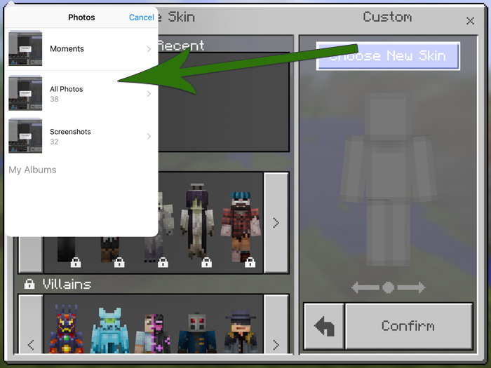 Add Custom skins to Minecraft: Education Edition on an iPad 