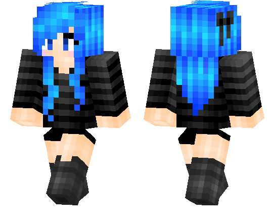 dark skin girl with blue hair
