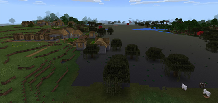 Swamp Biome And Two Villages At Spawn Minecraft Pe Seeds 