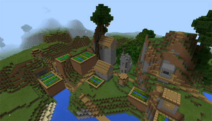 29300: Fun Mountain Village | Minecraft PE Seeds