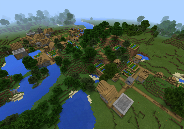 1568214861: Triple Village Spawn (3 Blacksmiths!) | Minecraft PE Seeds