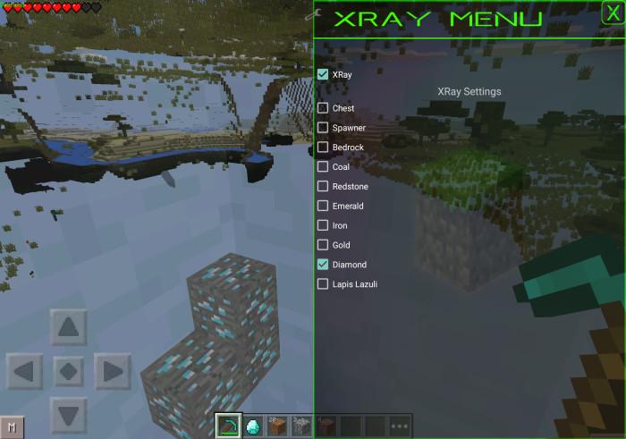 minecraft xray vision command