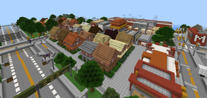 futuristic city with school map for minecraft pc on 1.12.2