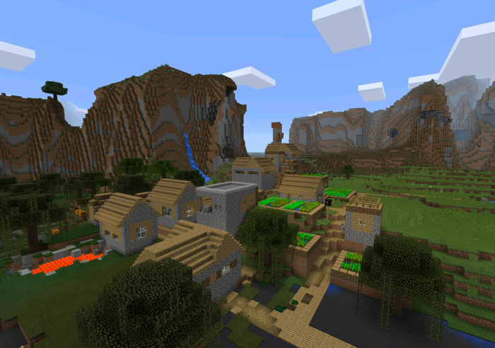 1795643816 Village in an Extreme Hills Biome  Minecraft PE Seeds