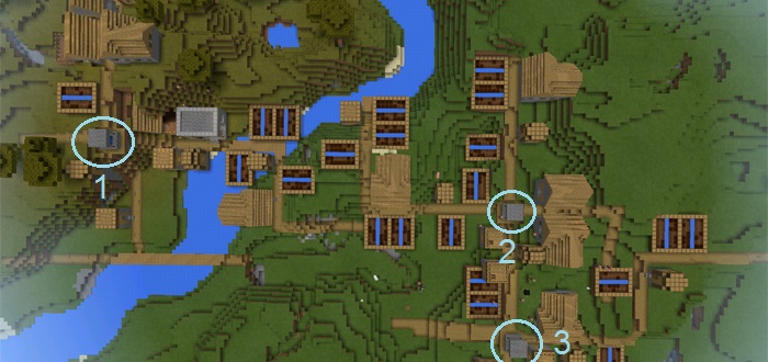 1495886166: Triple Village At Spawn | Minecraft PE Seeds