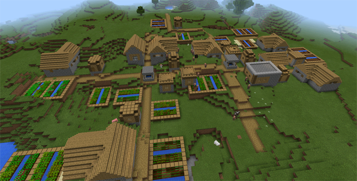 1495886166: Triple Village At Spawn | Minecraft PE Seeds