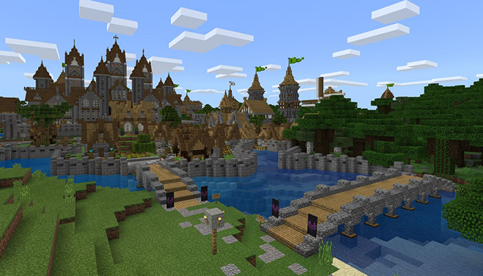 minecraft castle and village map