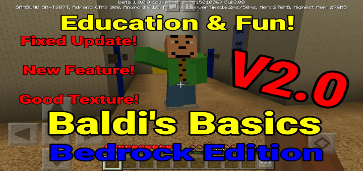 Baldi S Basics Bedrock Edition Update V2 0 Horror Minecraft Pe Maps