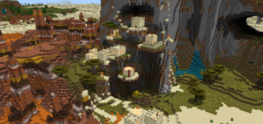 Desert Village on Mountain with Exposed Dungeon in Shatter Savanna and Eroded Badlands!
