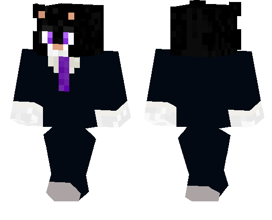 Cat in a Purple and Black Suit Minecraft PE Skins