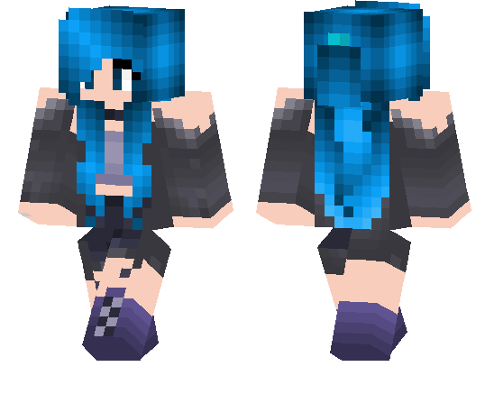 White and Blue Hair Minecraft Skin Girl - wide 11
