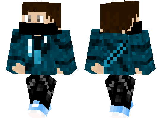 Blue And Black Boy Skin With Mask And Jacket | Minecraft PE Skins