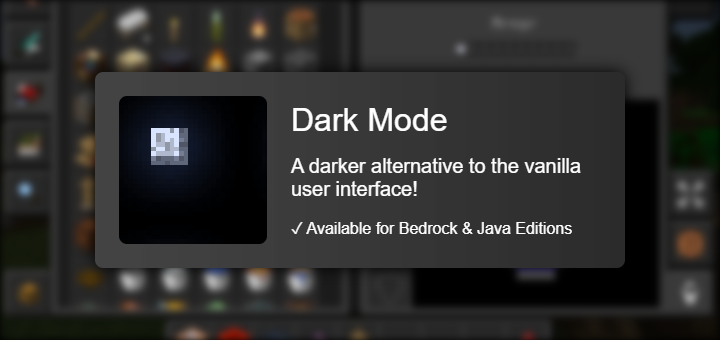 Dark UI 1.9 - 1.17 Minecraft Texture Pack